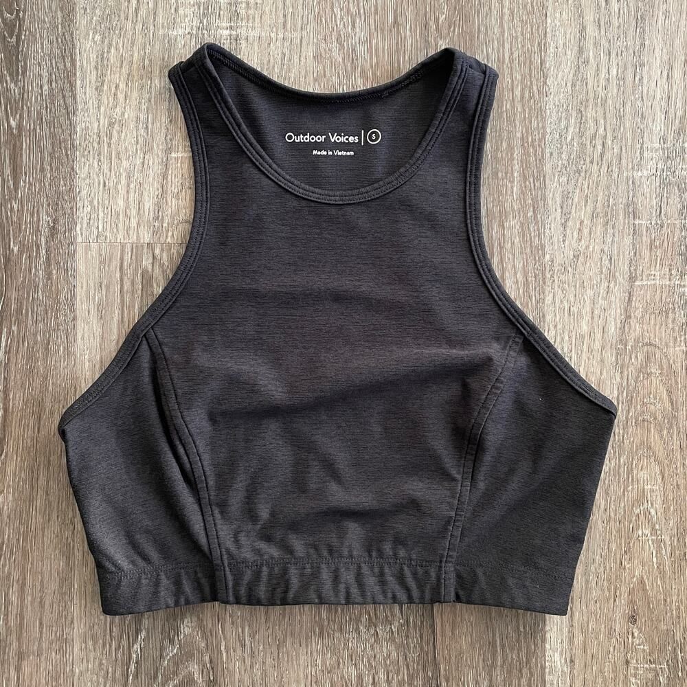 Outdoor Voices Athena Crop Top Sports Bra Black/Gray - Size: Small